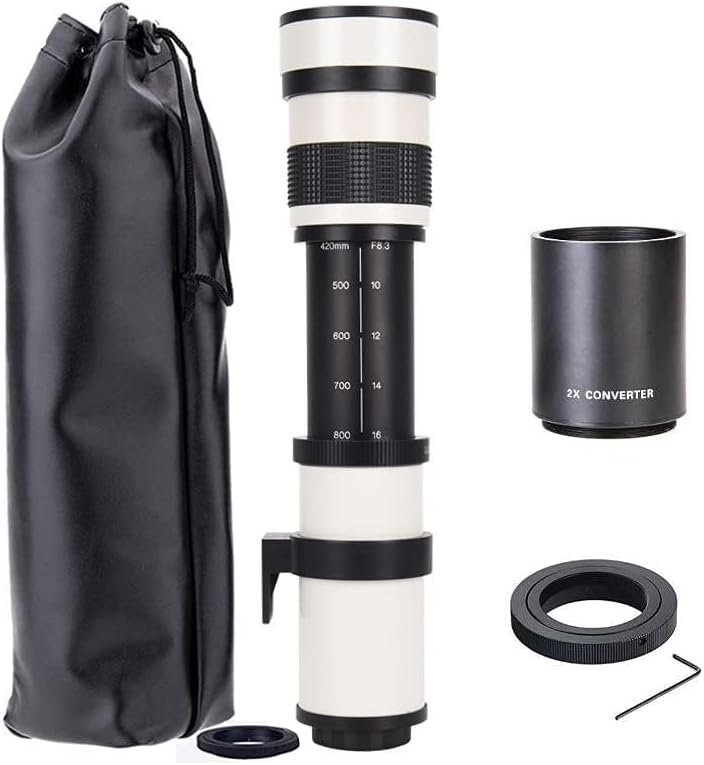JINTU 420-1600mm F/8.3 Telephoto Zoom Lens Manual Focus for Canon EF Mount Lens 4000D 2000D 1200D T8i T7 T7i T6 T6s T6i T5 T5i 80D 77D 700D 70D 60D 50D 5D 6D 7D 600D 550D SLR Camera Lens Wildlife