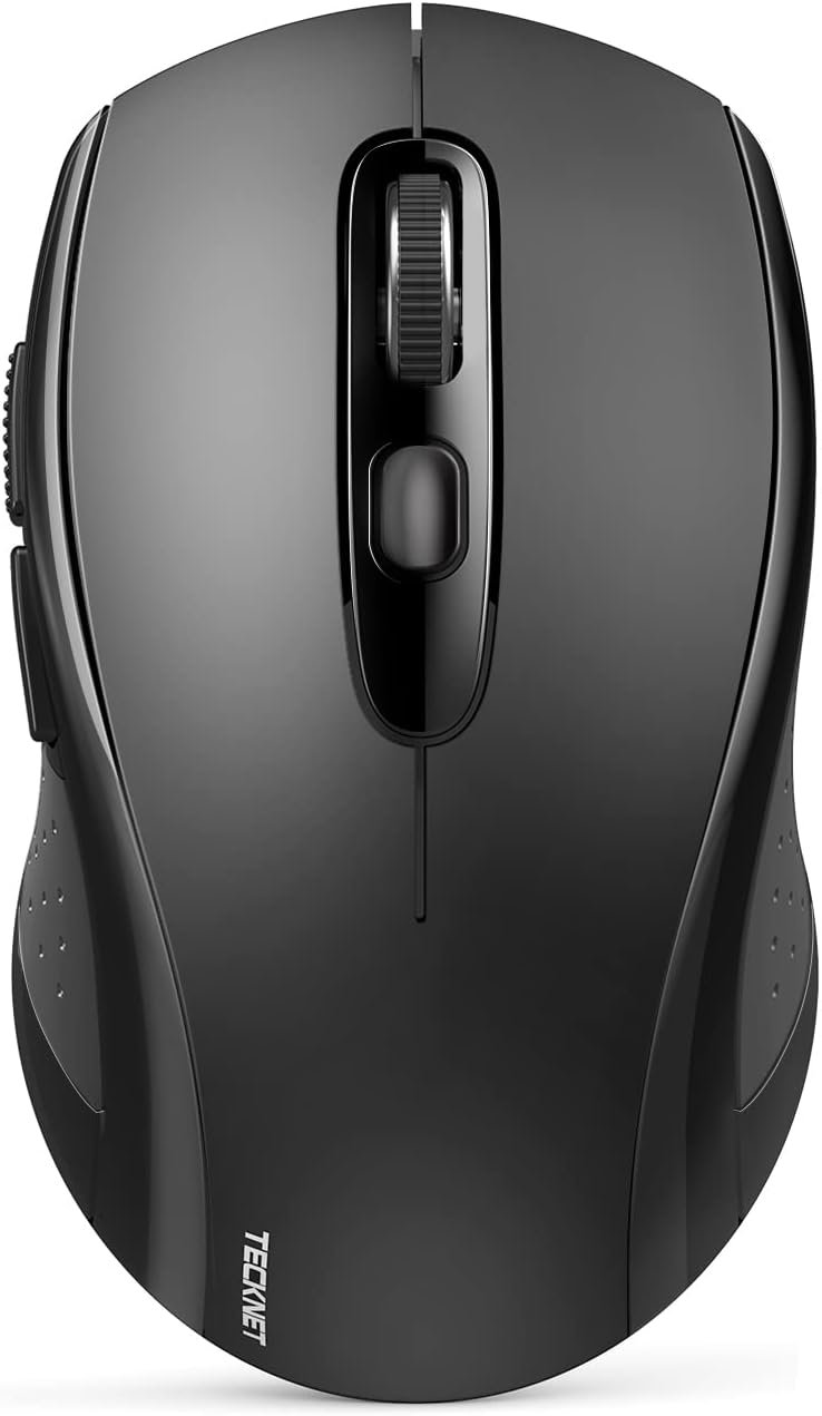 TECKNET Bluetooth Mouse (BT 5.0/3.0+2.4Ghz), 6-Level 4000 DPI Wireless Mice for Laptop, 2-in-1 Ergonomic Computer Portable PC Mouse, Silent Mouse with USB Receiver for Windows/Mac/PC/Notebook