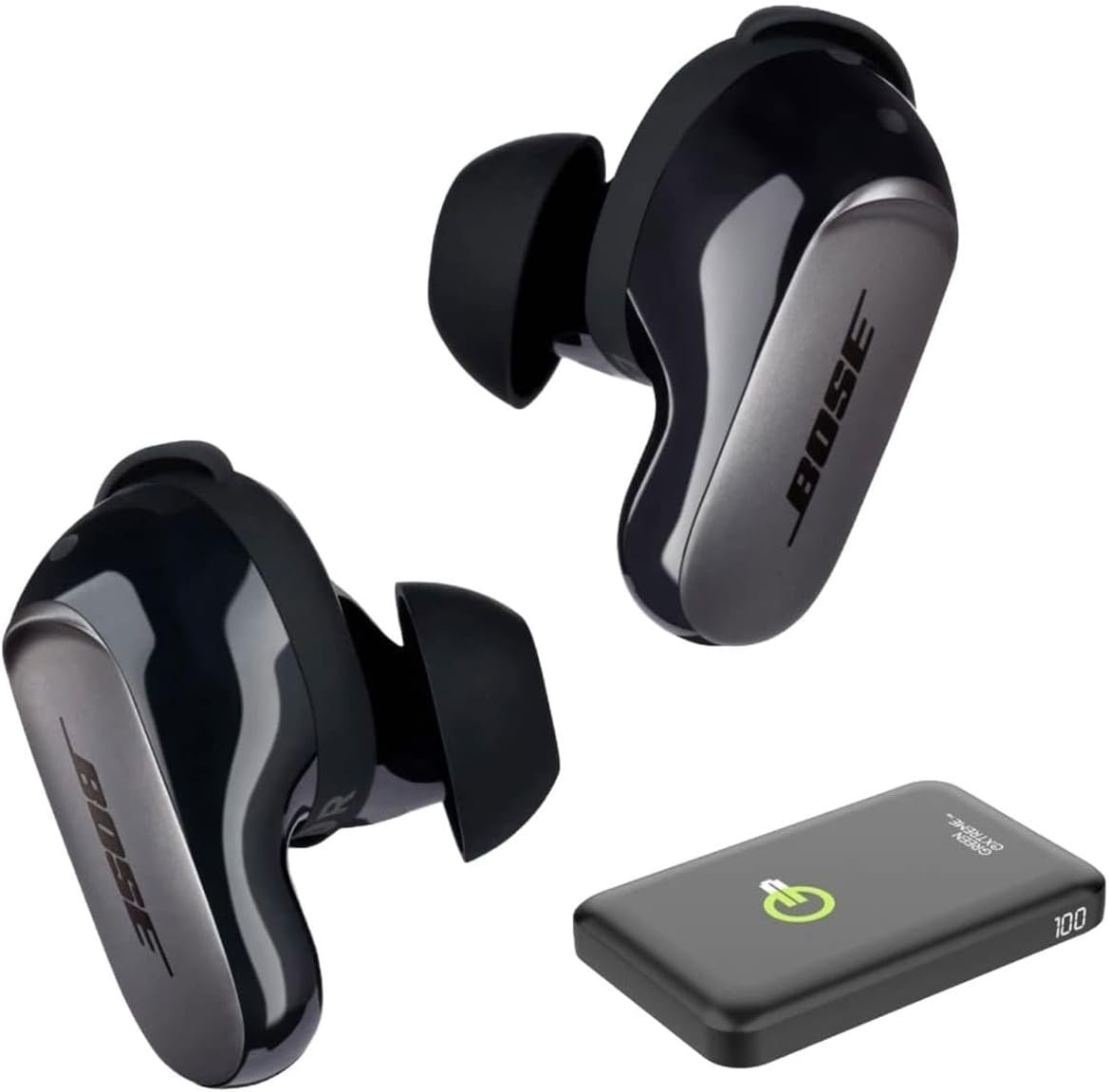 Bose QuietComfort Ultra Wireless Noise Cancelling Earbuds, Bluetooth with Spatial Audio and World-Class Cancellation Bundle Green Extreme Portable Charger