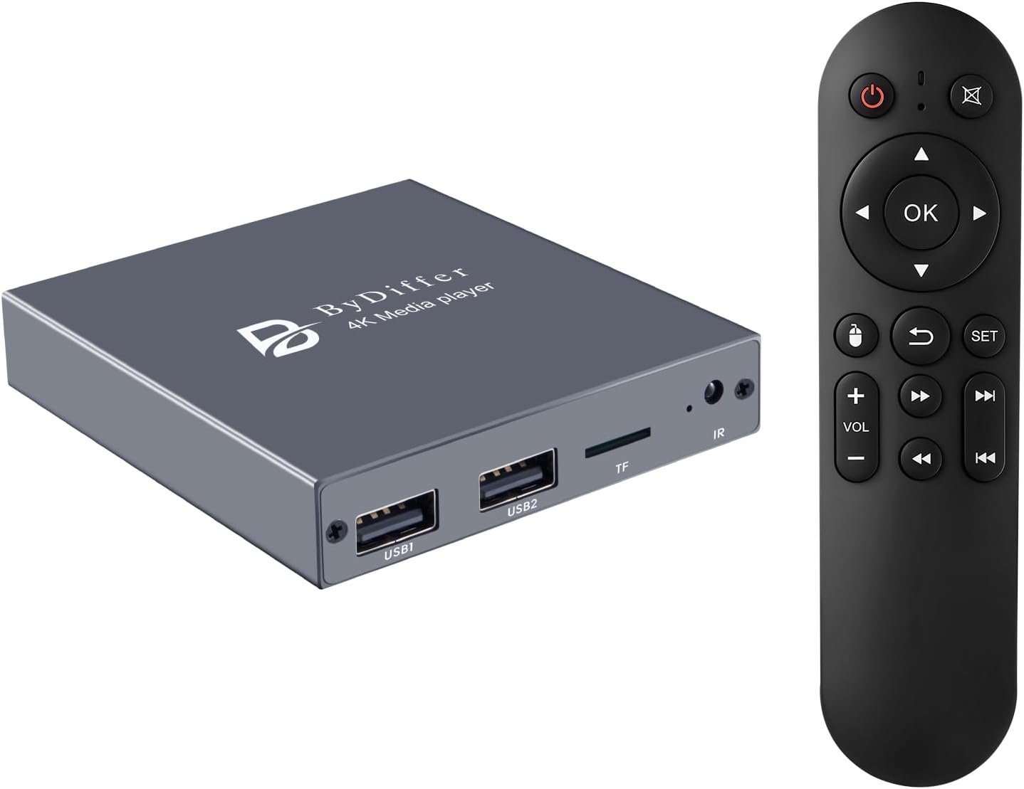 4K@60Hz HD Digital Media Player for USB Drive/Micro SD Card for TV | Plug & Plug, HDMI & Analog AV Optical, USB Video Player Support H.265/HEVC MP4 MKV MP3 Phote PPT, Looping Auto Playback