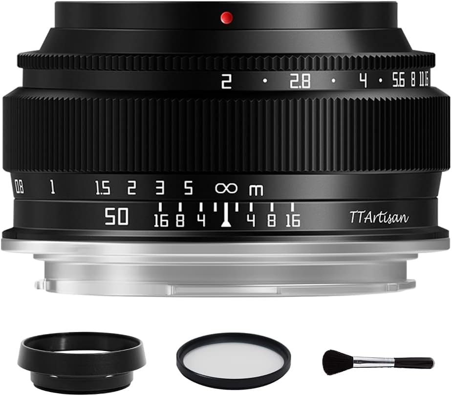 TTArtisan 50mm F2 Full Frame Large Aperture Manual Portrait Lens for Sony E Mount fe Mirrorless Camera Alpha A6000 A6300 A6400 A7C A7MIII A7MIV A7RIII A9 NEX-3 NEX-3N NEX-5 Black