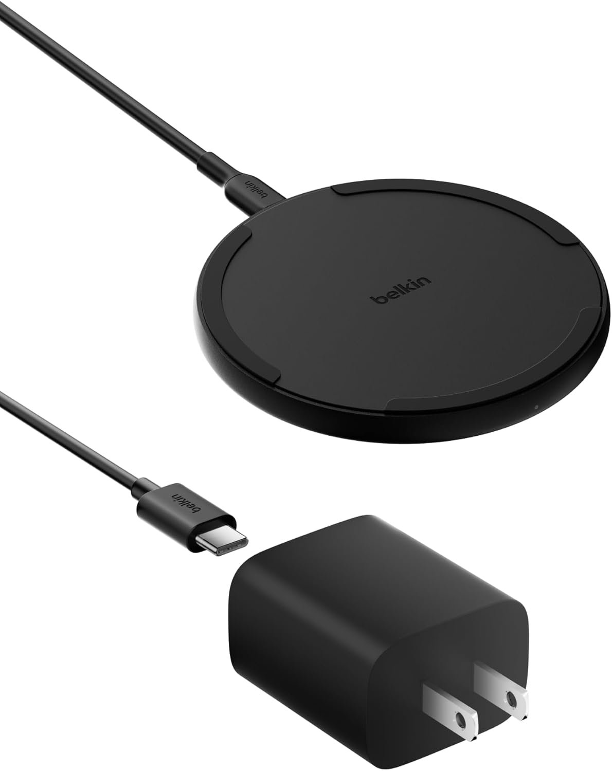 Belkin Wireless Charging Pad 15W – Qi Charger, Charging Station for Apple iPhone 17, iPhone 16/15/14 Series, AirPods, Samsung Galaxy S25, Galaxy S24, Pixel 10 – Power Supply and Cable Included – Black