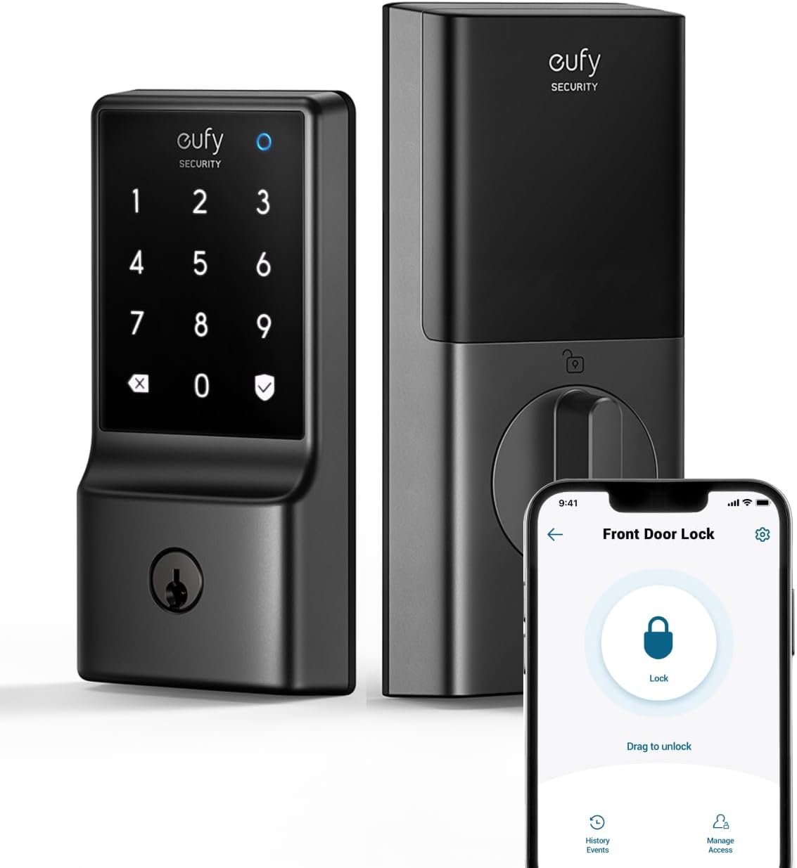 eufy Security Smart Lock C210, Keyless Entry Door Lock, Built-in WiFi Deadbolt, Smart Door Lock, No Bridge Required, Easy Installation, Touchscreen Keypad, App Remote Control, 4 AA Batteries Included