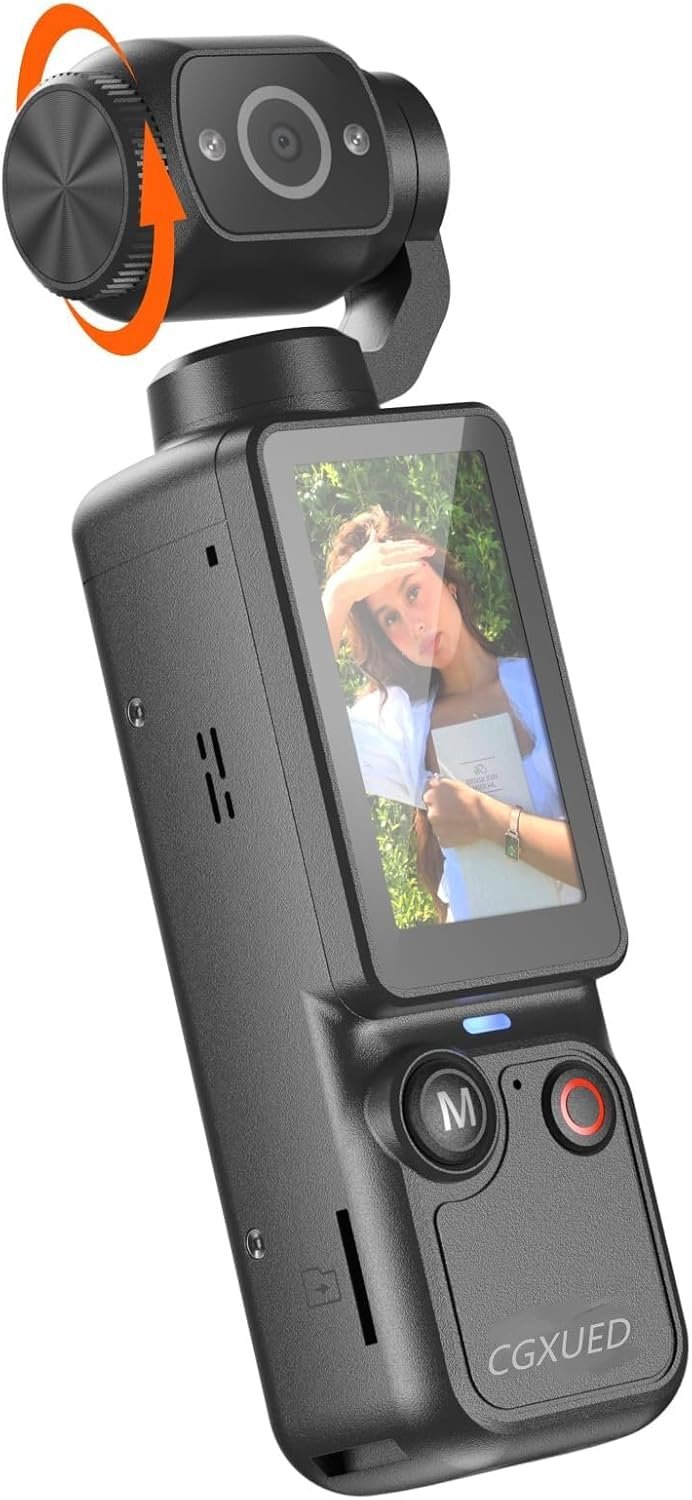 Vlogging Camera with 180° Rotating Lens, Pocket Camera with Audio & Video Recording,7-Hour Battery, Handheld POV Cameras with 32GB, Easy One-Button Recording for Travel,Daily Life (Dark Gray)