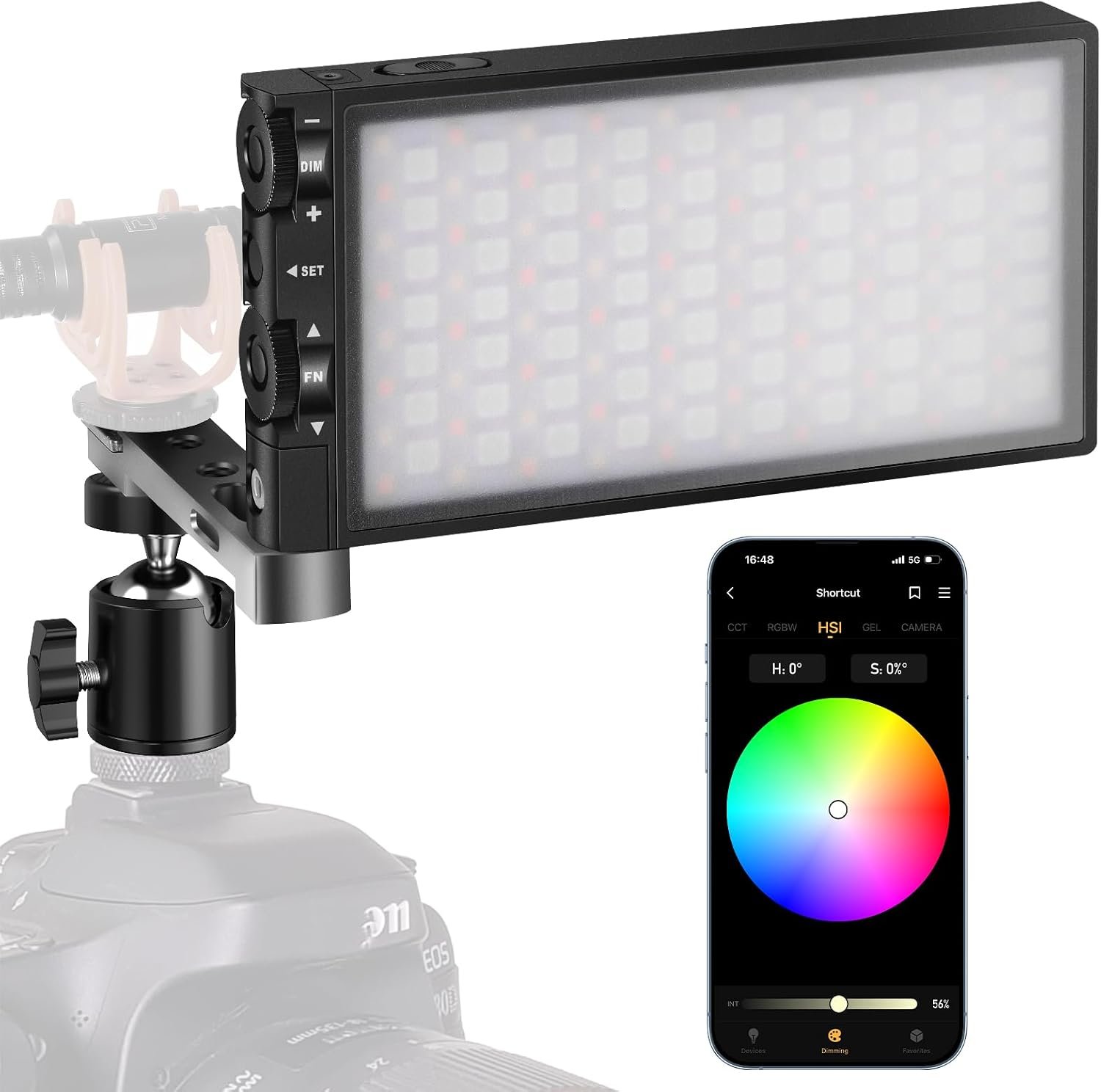 Pixel G1s RGB Video Light with APP Control, 12W 210 Minutes Rechargeable Battery LED Camera Light, 10 Common Lighting Effects, CRI≥97 2500-8500K LED Video Light with Aluminum Alloy Body