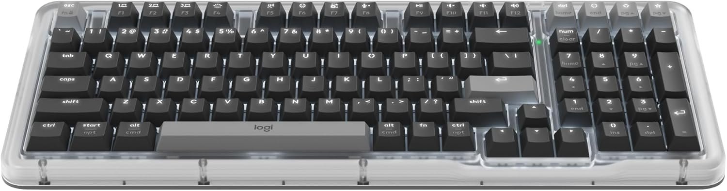 Logitech Alto Keys K98M Wireless Mechanical Clicky Keyboard, Customizable Keyboard with Vibration Absorbing Gasket, Backlit Keys, Bluetooth, USB-C Charging, for PC, Mac, Laptops – Graphite