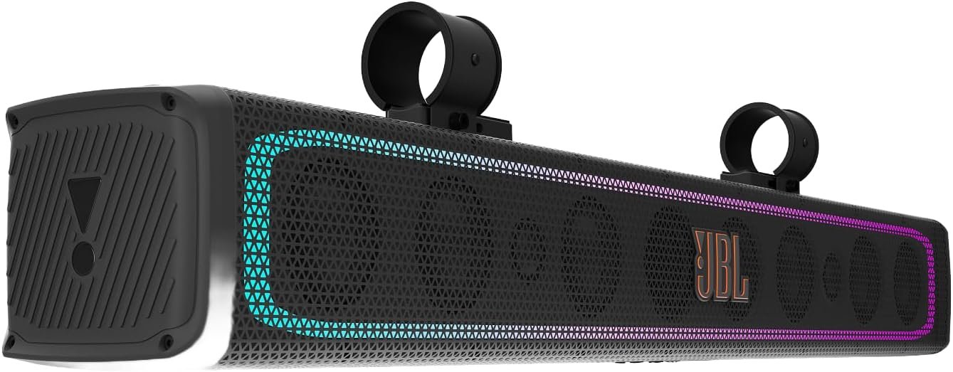 JBL RallyBar XL – 35″ Bluetooth Universal Outdoor Vehicle Soundbar with Built-in 300w RMS Amplifier, LED Lights, IP66 Water & Dust Resistant, Black