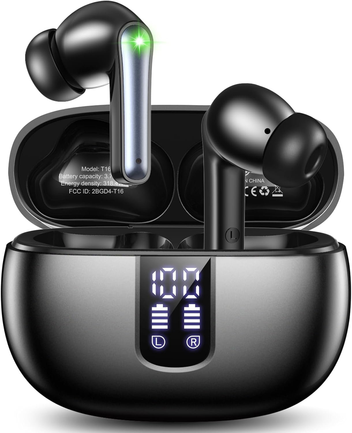 Wireless Earbuds Bluetooth 5.4 Headphones with 48H Playtime Ear Buds | Noise Cancelling Mic, LED Power Display Charging Case, IPX7 Waterproof Bass Stereo Earphones for iPhone Android Phone/Laptop
