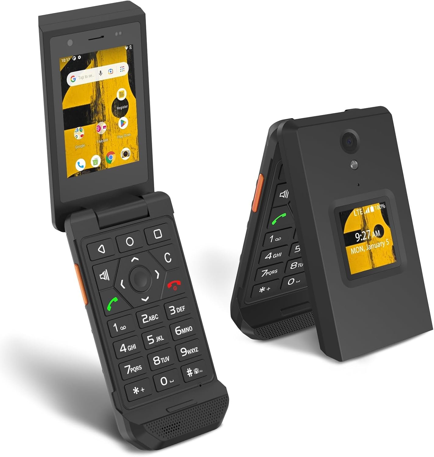 Unifone S22 Rugged Flip Phone Unlocked (16GB) 2.8” Touchscreen Smart Cell Phone Android 11, IP68 Water Resistant, 4G LTE GSM Single Sim (Black)