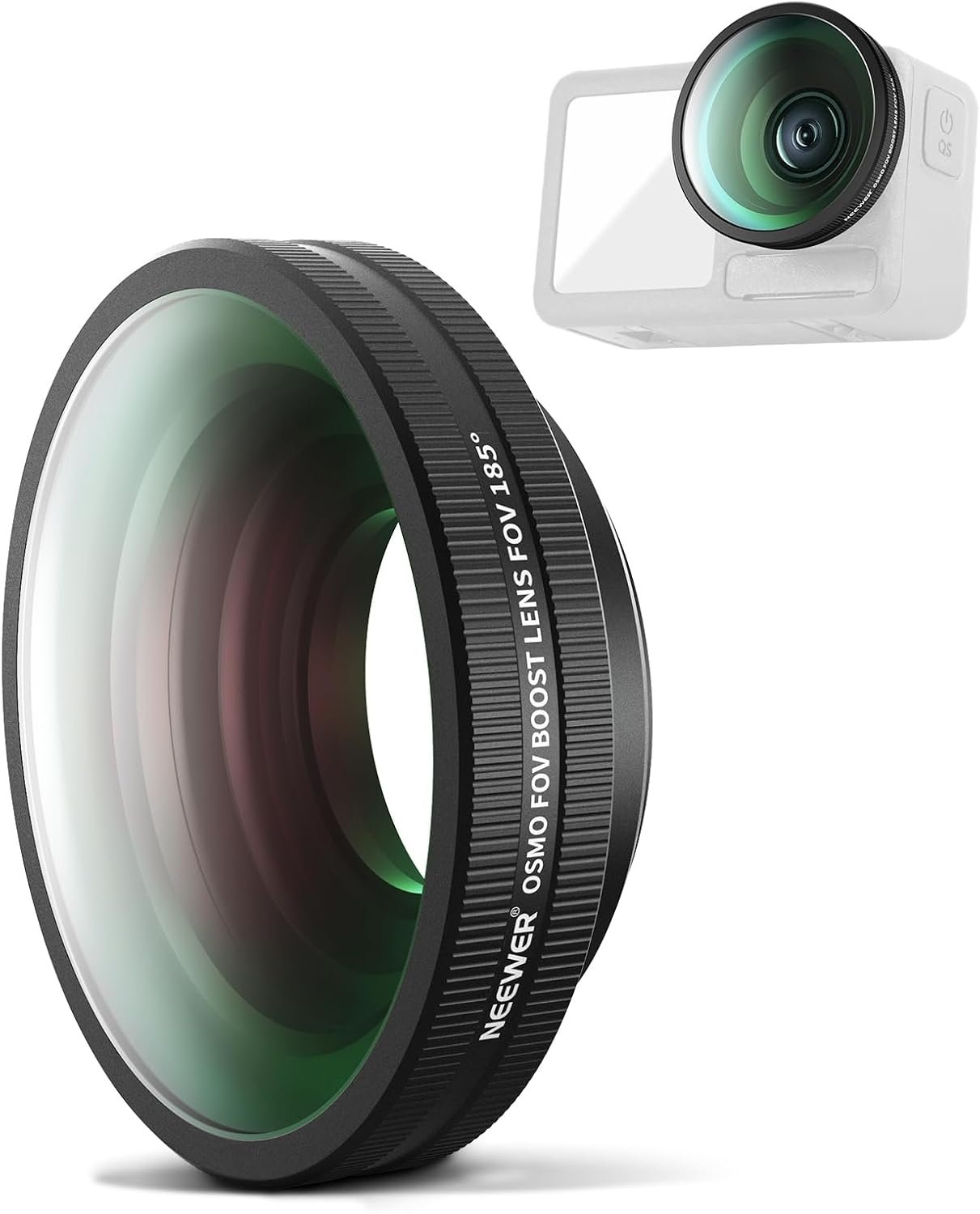 NEEWER OSMO Action FOV Boost Lens, 185° FOV Wide Angle Lens Compatible with DJI OSMO Action 4/5 Pro Accessories, Threaded Attachment Coated Action Camera Lens, FL-B30