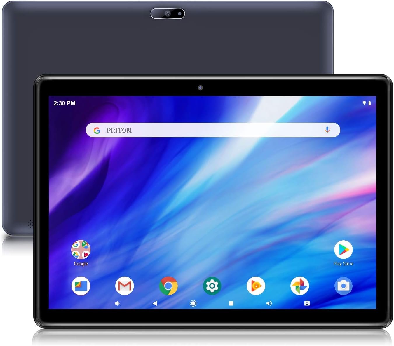 PRITOM Tablet 10 inch, 64GB, Tablet Android, HD IPS Screen, Dual Camera, WiFi, Bluetooth, Tablets with 6000mAh Battery, Touch10 Tab GMS Certified (Black)