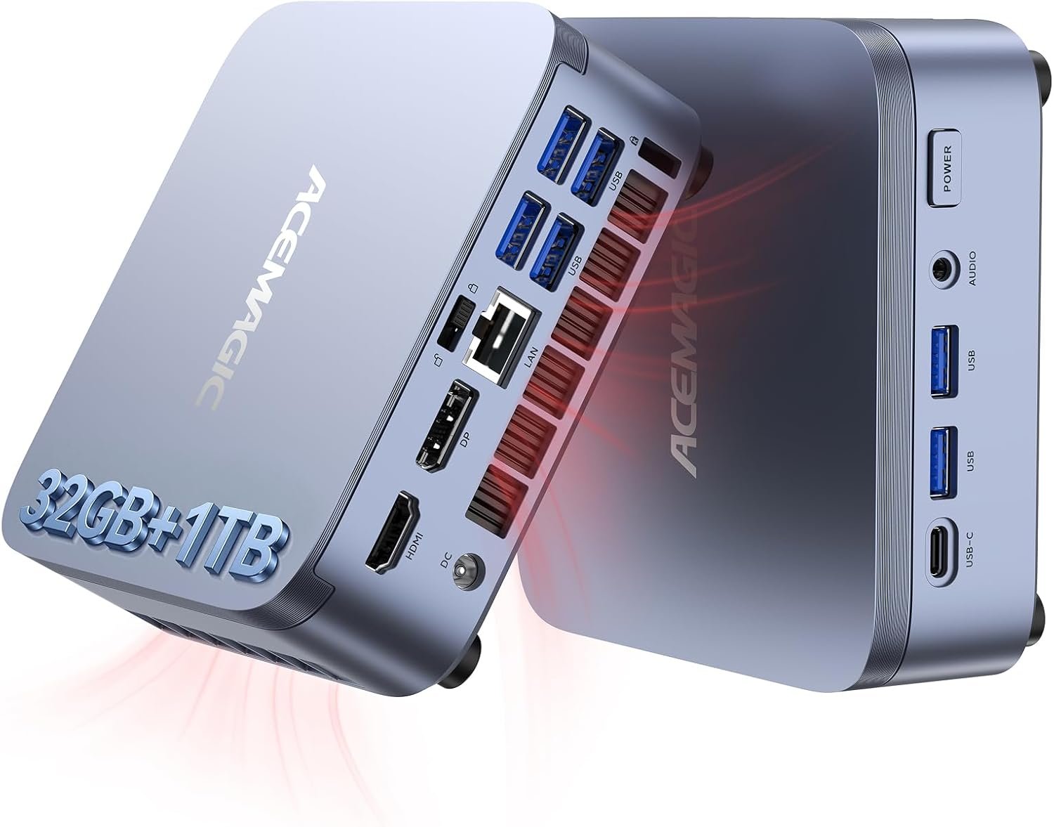 ACEMAGIC M5 Mini PC Windows 11 Pro, Intel Core 14450HX 32GB DDR4 1TB SSD Mini Computers(Beat i9-11900H/R9 6900HX), NVMe PCIe4.0/USB3.2/Type-C/BT5.2/WiFi6/for Business Office Home Desktop PC 55W
