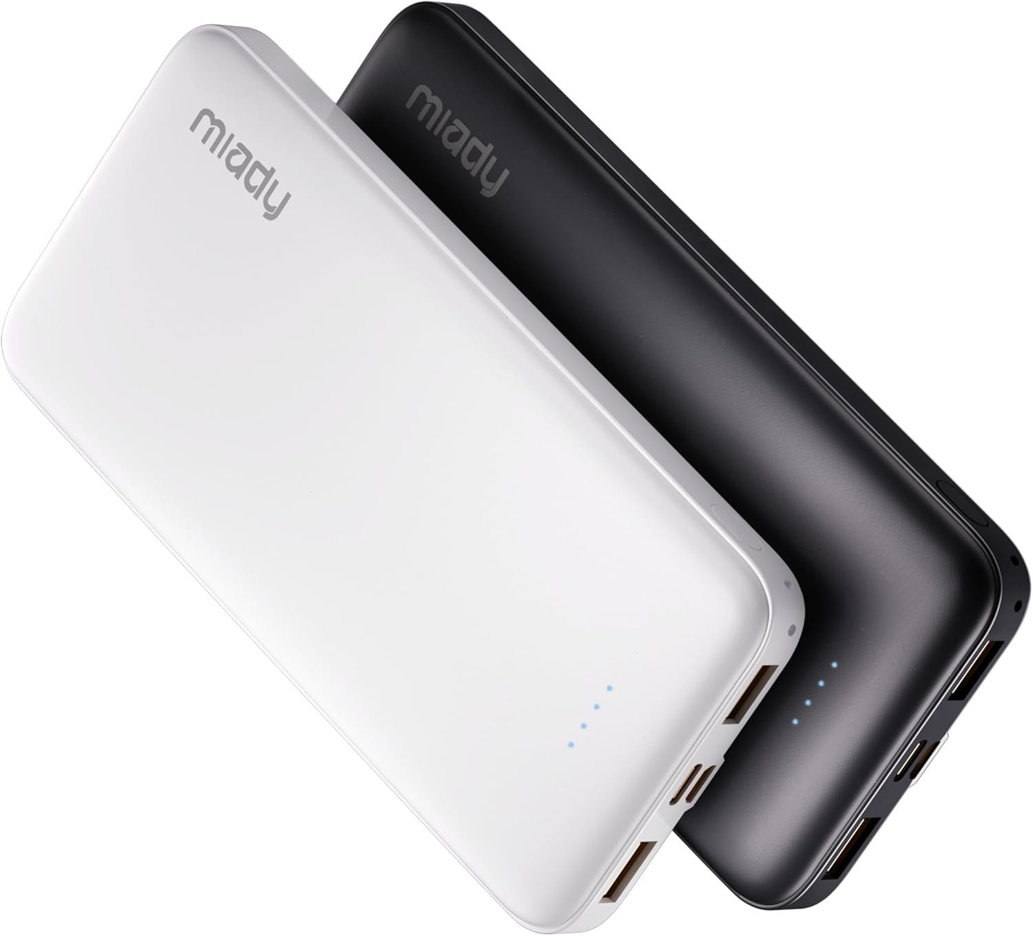 Miady 2-Pack 10000mAh Dual USB Portable Charger, Type-C Charging Power Bank, Slim Battery Pack for iPhone 17/16/15/14, Galaxy S24/22, Android etc