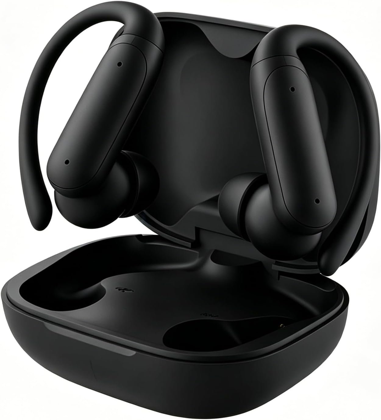 LEEMC 60H Bluetooth Headphones, Active Noise Cancelling Ear Buds with Touch Screen, Over-Ear Hook Stable for Sports, Workout, Sweat Resistant, Ebony