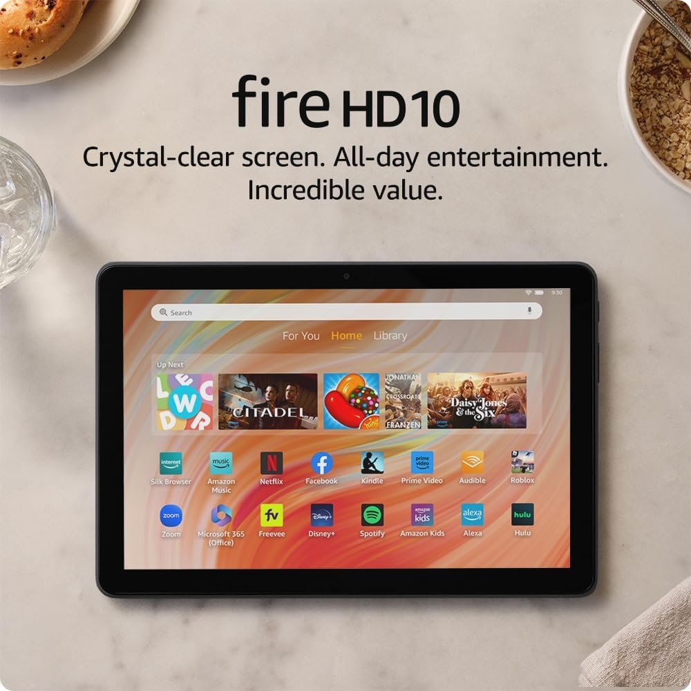 Amazon Fire HD 10 tablet, built for relaxation, 10.1″ vibrant Full HD screen, octa-core processor, 3 GB RAM, 32 GB, Black