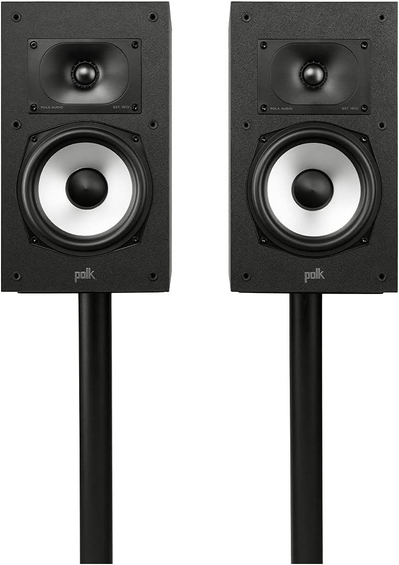 Polk Monitor XT20 Pair of Bookshelf or Surround Sound Speakers – Hi-Res Audio Certified, Dolby Atmos & DTS:X Compatible, 1″ Terylene Tweeter & 6.5″ Dynamically Balanced Woofer (Pair, Midnight Black)