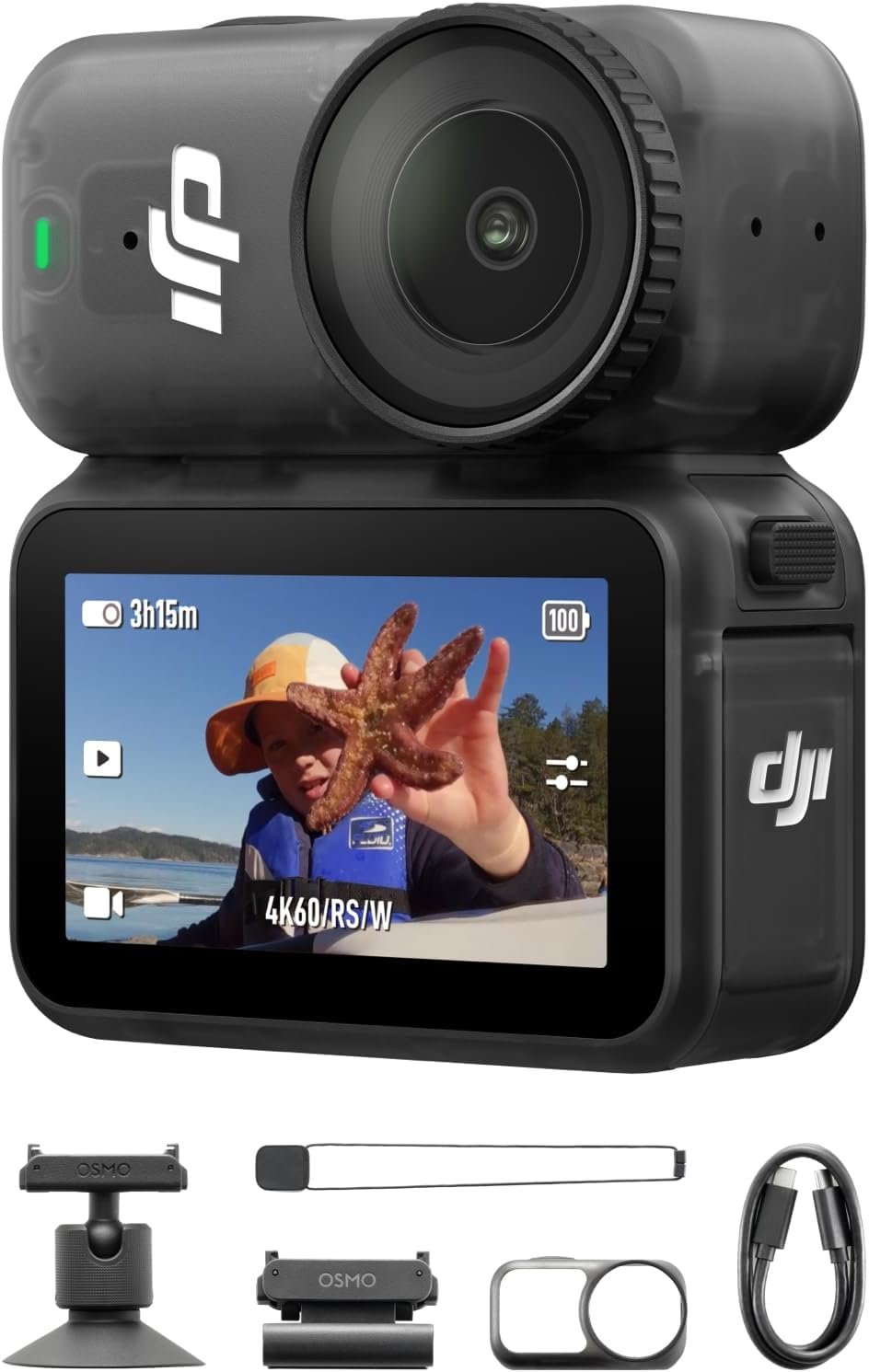 DJI Osmo Nano Standard Combo (128GB) – Small 4K/60fps Vlogging Camera with a 1/1.3″ Sensor, 143° Wide FOV Video, 200-Min Recording, Swift Content Transfer, Magnetic POV Cam 4K for Sports, Vlog