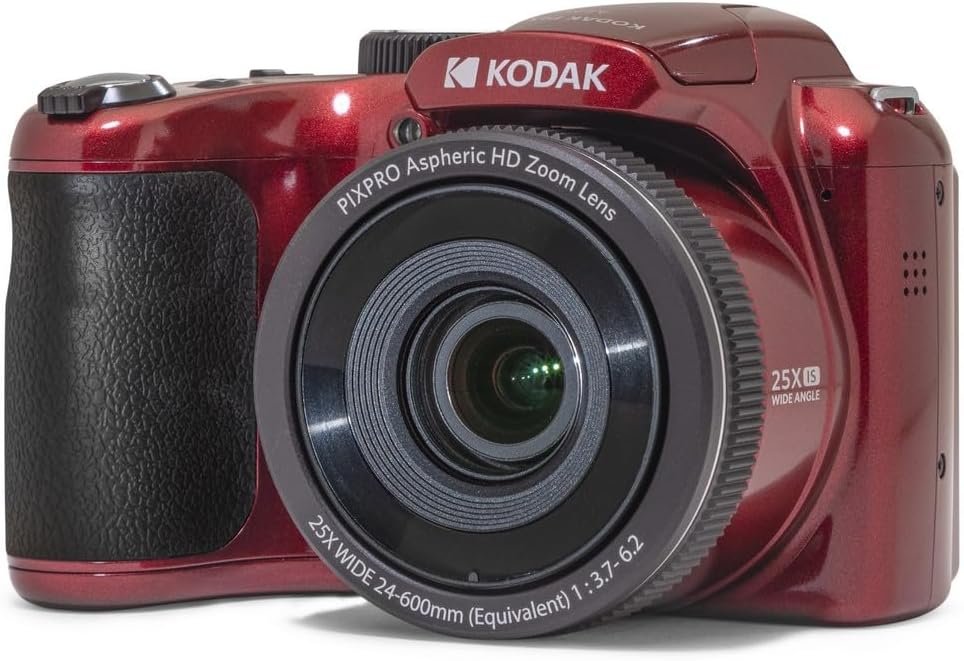 Kodak PIXPRO AZ255-RD 16MP Digital Camera 25X Optical Zoom 24mm Wide Angle Lens Optical Image Stabilization 1080P Full HD Video 3″ LCD Vlogging Camera (Red)