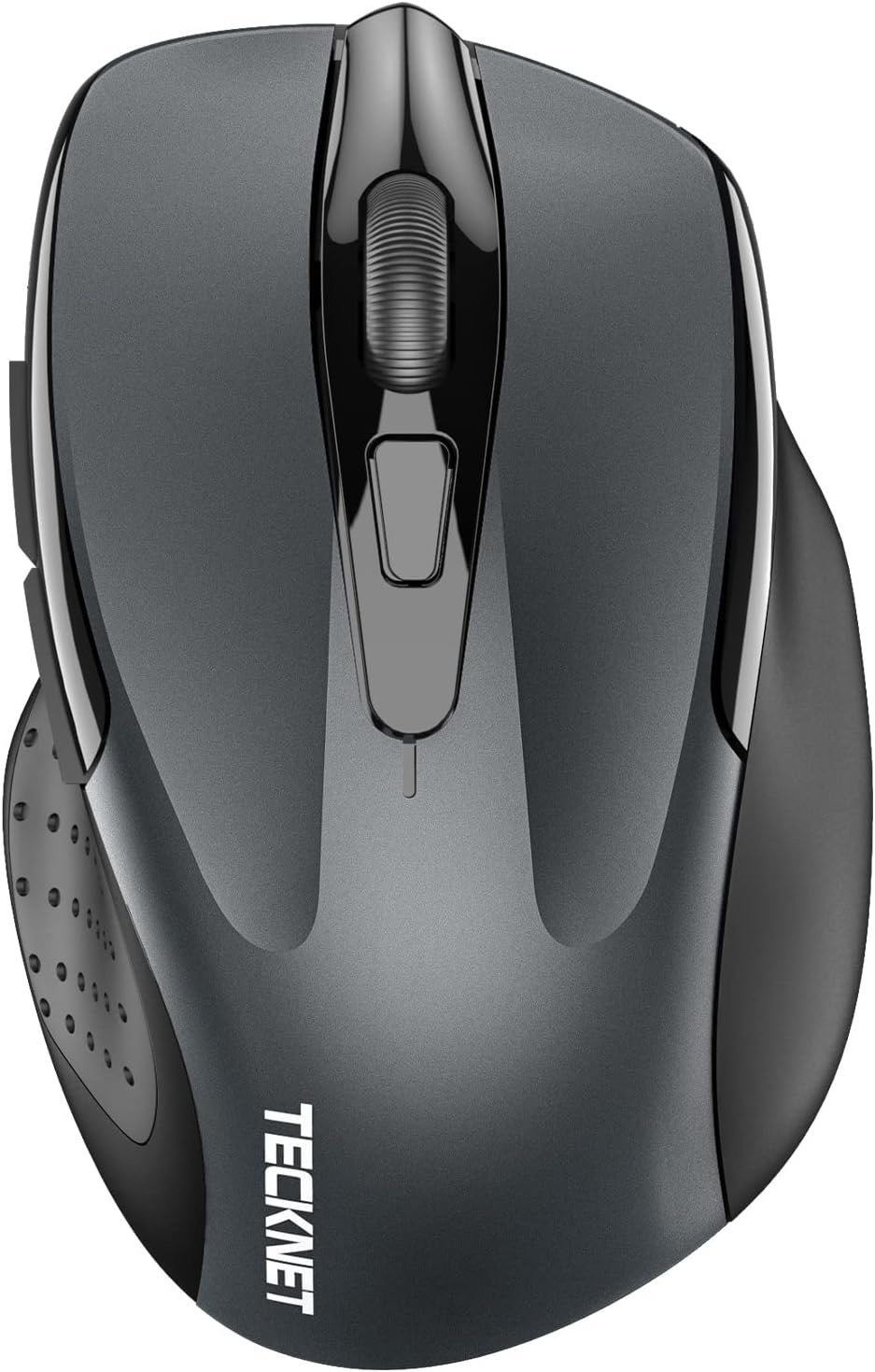 TECKNET Wireless Mouse (2.4G & BT5.0/3.0) Silent 4800 DPI Computer USB A & Bluetooth Mouse 6 Buttons, Wide Compatibility – Grey