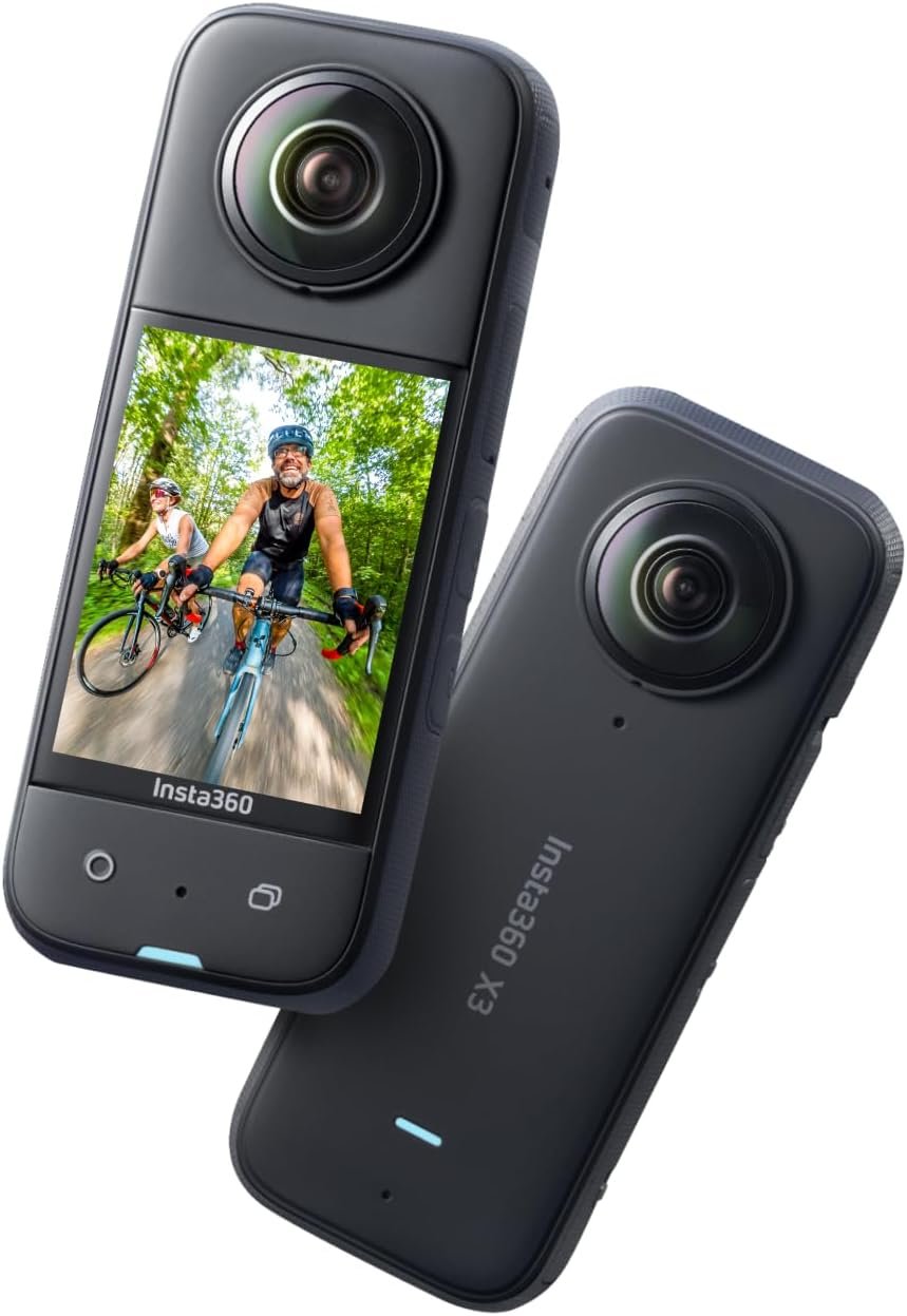 Insta360 X3-360 Action Camera with 5.7K 360 Active HDR Video, 4K Single-Lens Camera, Waterproof, FlowState Stabilization, 2.29″ Touchscreen, AI Editing, for Motorcycle, Wintersports and Vlogging