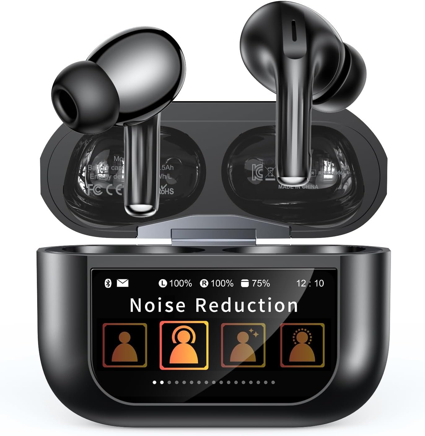 Wireless Earbuds, Bluetooth 5.4 Ear Buds, ENC Noise Cancelling Headphones with 48H Playtime, Bass Stereo Sound, Compatible with iPhone Air/17/16/15/14/Android, Pad – Black