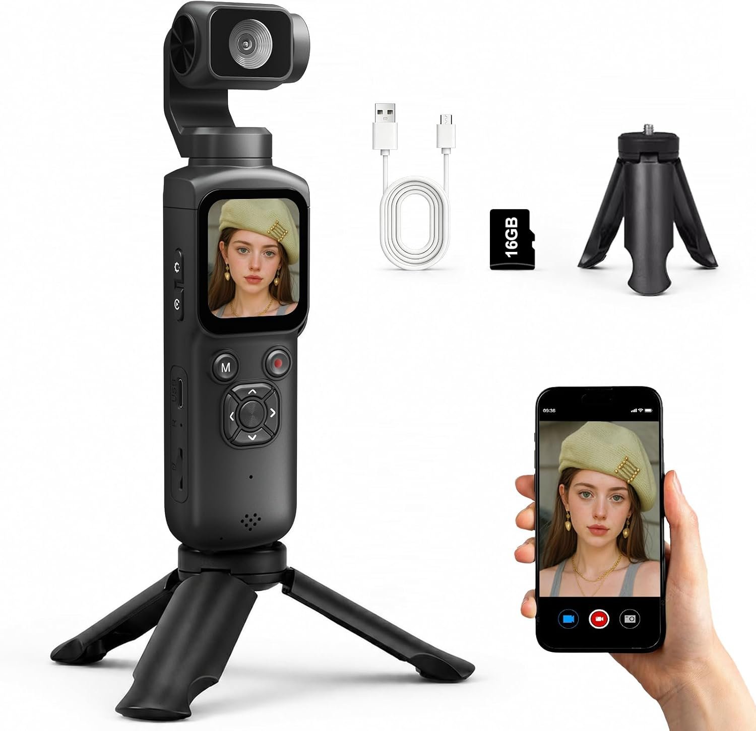 4K Digital Camera for Vlogging and Beginner Creators, Handheld Video Camera with PDAF Autofocus, 330° AI Face Tracking, WiFi App Control, Webcam and Touch Screen