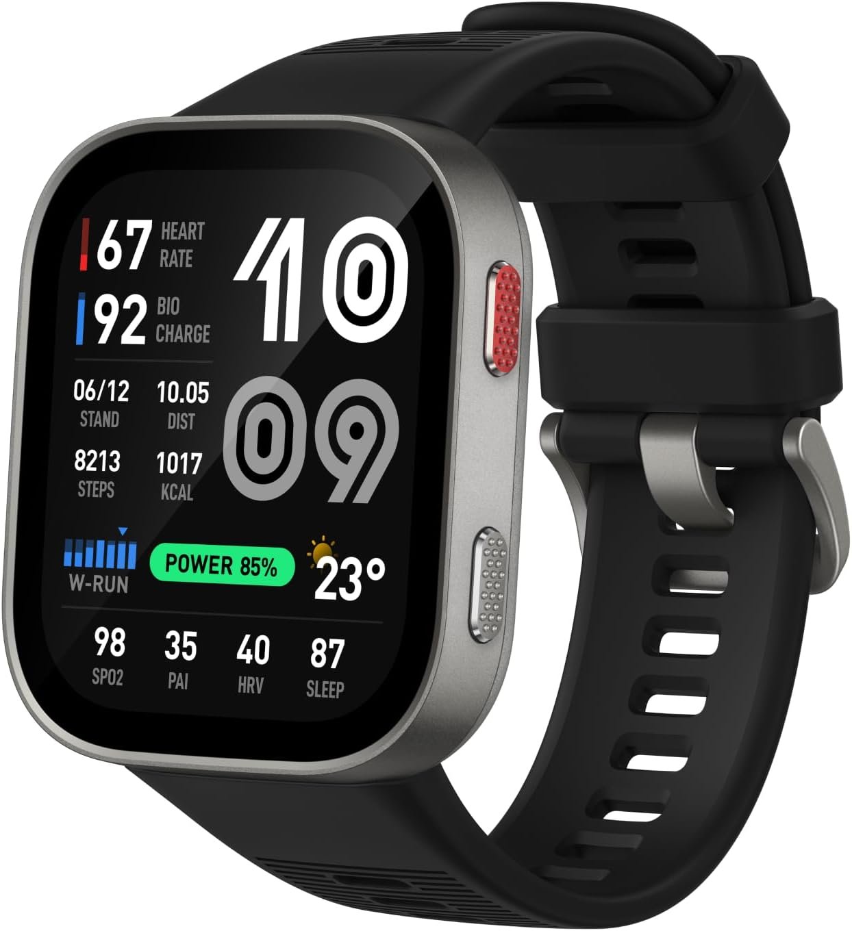 Amazfit Bip Max 50mm Smartwatch, 2.07″ AMOLED Display, 20 Days of Battery, GPS, 4GB Storage, Offline Maps, Fitness Tracker, Hybrid Training, 150+ Sports, HYROX Mode, 5 ATM for Android & iPhone, Silver