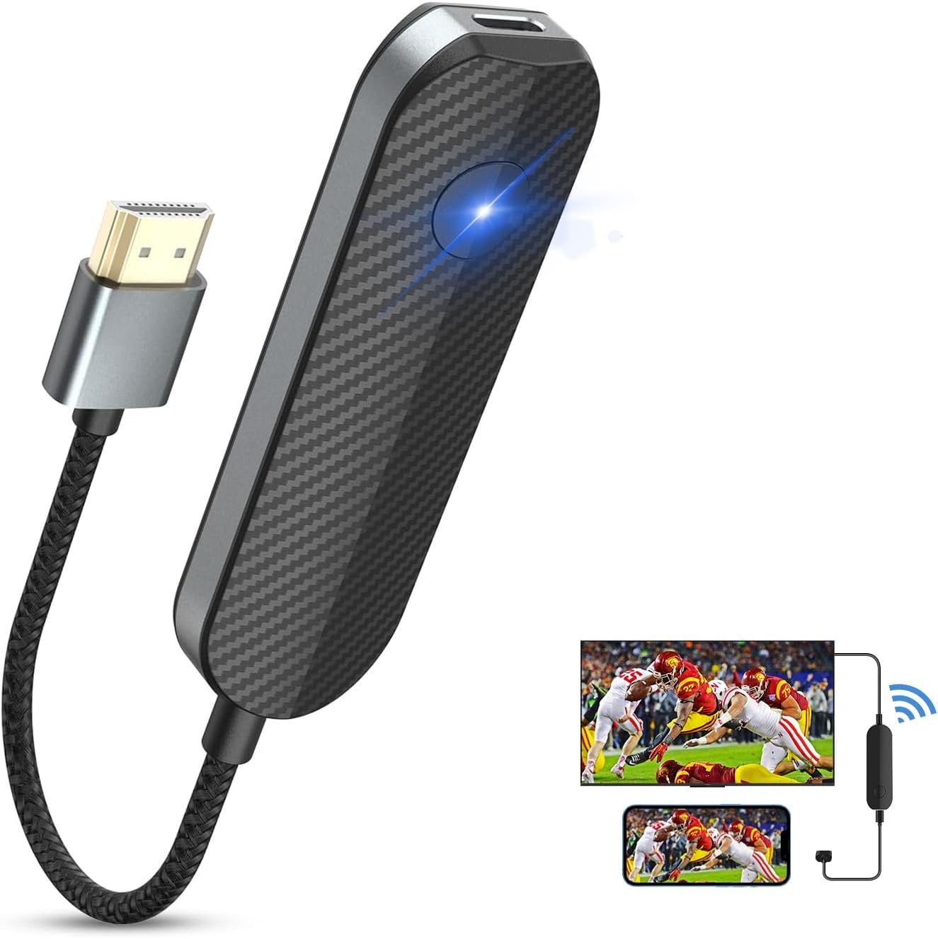 4K 1080P Wireless HDMI Display Adapter, WiFi Streaming Movies, Shows Receiver for i-Phone, i-Pad, Android, Tablet, Laptop, Window to HDTV/Monitor/Projector, Compatible Miracast, Air Play, DLNA