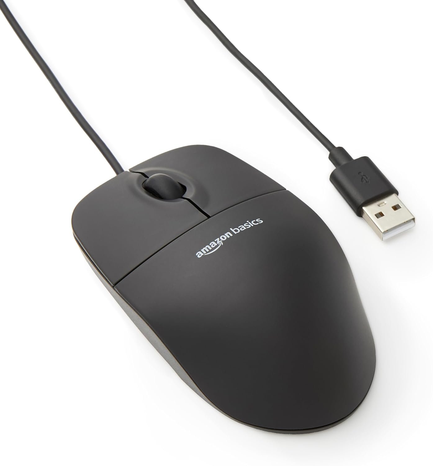 Amazon Basics 3-Button USB Wired Mouse with Responsive Tracking, Plug & Play, Compatible with Windows and Mac, Black