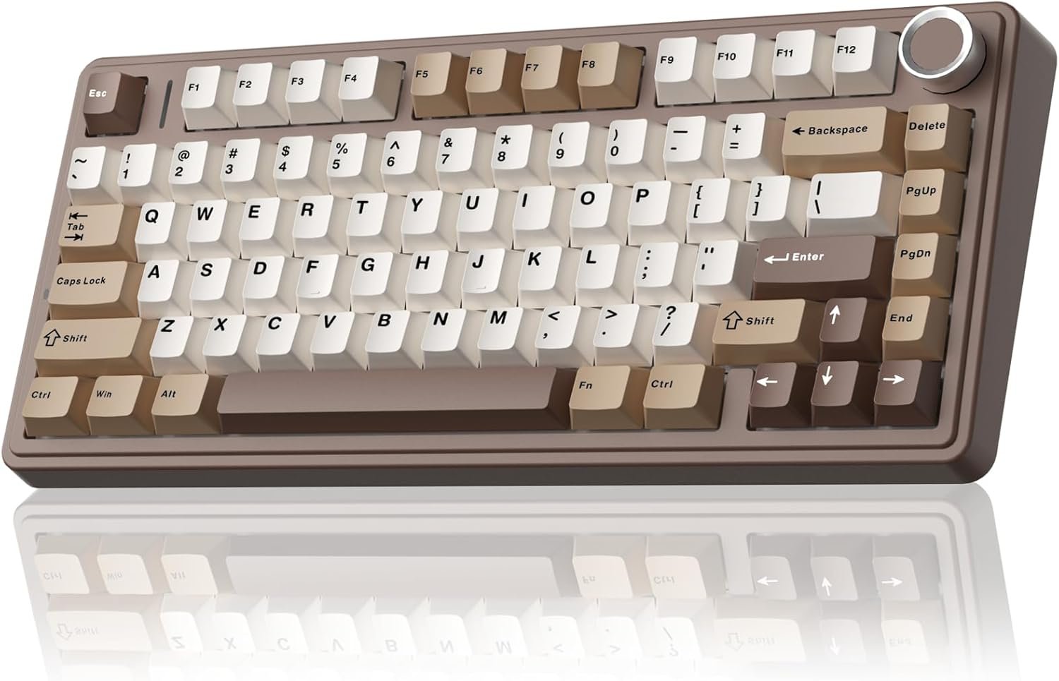 AULA F75 75% Wireless Mechanical Keyboard, Hot Swappable Creamy Keyboard, Pre-lubed Linear Switches, 2.4GHz/Type-C/BT5.0, RGB Backlit Gaming Keyboards(White&Brown)