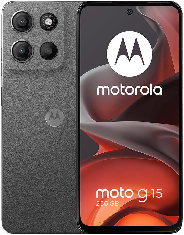 Motorola Moto G15 4G LTE (XT2521-2) 4+256GB Dual Sim | GSM Unlocked | International Model | for T-Mobile, Metro PCS, Mint & Tello – (Gray)