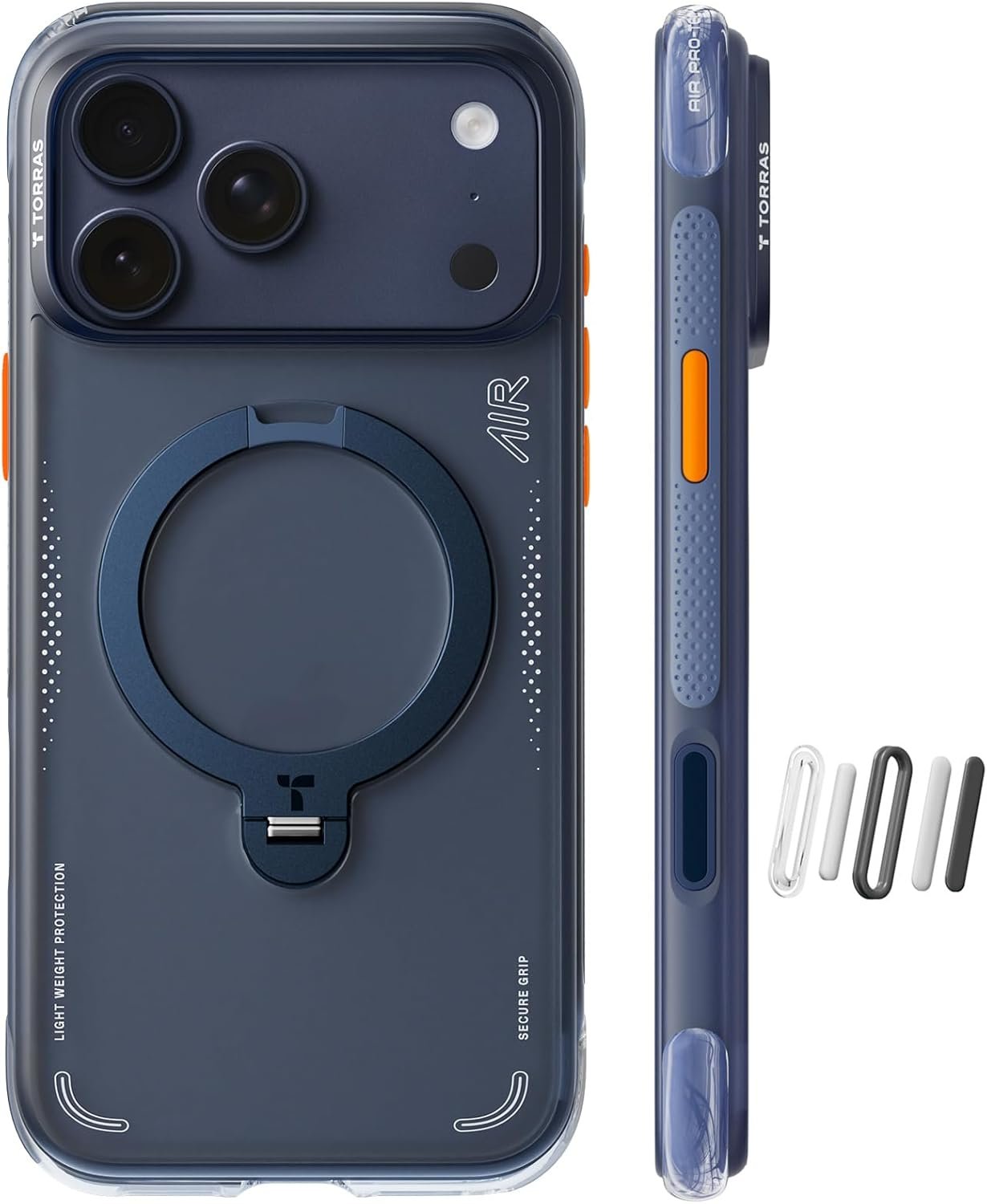TORRAS Ostand Q3 Air for iPhone 17 Pro Max Case with 360 Magnetic Stand, Fit for MagSafe, Mil-Grade Drop Tested, Camera Control Button, Shockproof Phone Case for iPhone 17 Pro Max 6.9″, Midnight Blue