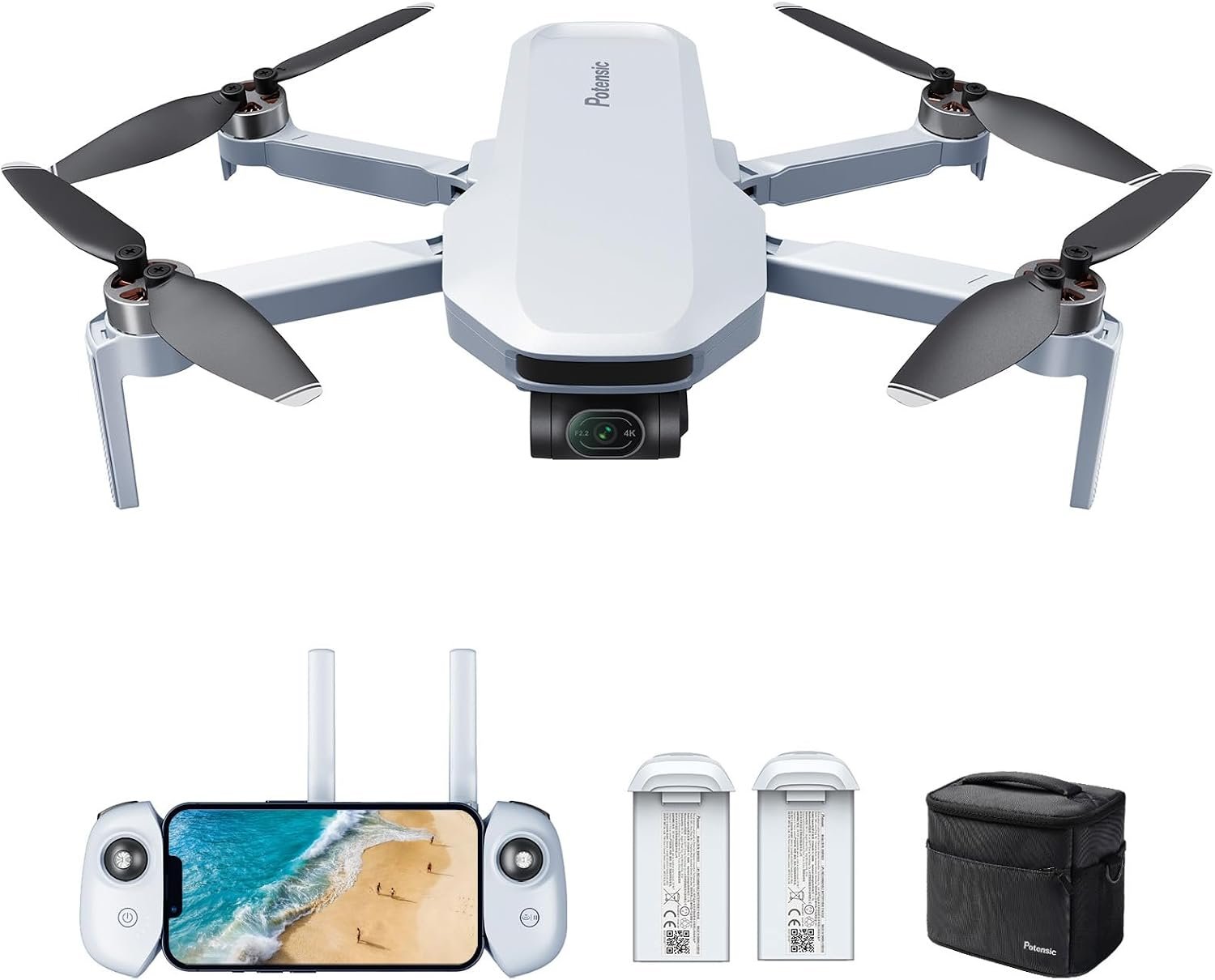 Potensic ATOM 4K Drone with Camera for Adults, 3-Axis Gimbal, Under 249g, 64 Mins Flight, Max 6KM Transmission, Visual Tracking, 4K/30FPS QuickShots, Expansion Kit