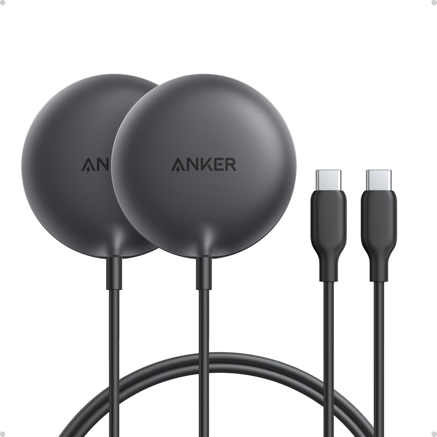 Anker Zolo Magnetic Wireless Charger, Qi2 Certified 15W MagSafe-Compatible Wireless Charging Pad, for iPhone 17/16/15 Series, AirPods, and More (Not for Pixel, Adapter Not Included) (Black, 2 Pack)
