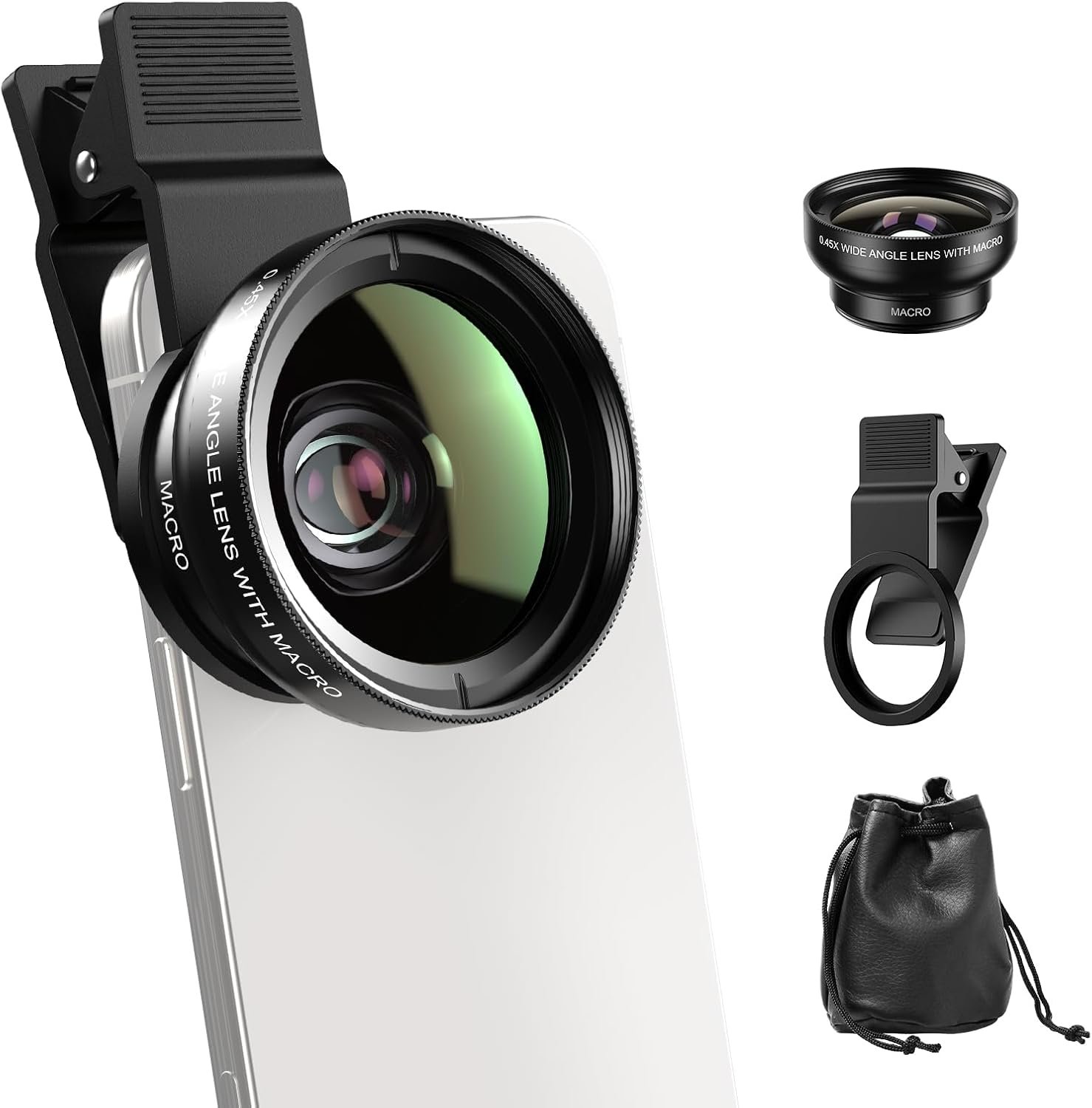 APEXEL 0.45x Wide Angle & 12.5X Macro Lens, Clip-On Phone Camera Kit for iPhone & Android – Perfect for Selfies, Travel, and Close-Ups