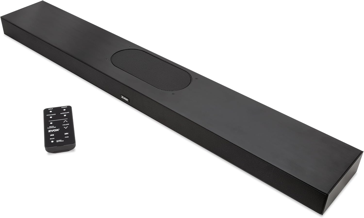 ZVOX AccuVoice AV855 Dialogue Clarifying Soundbar – Patented Hearing Technology with 20 Levels of Voice Boost, Dual Subwoofers, Low-Profile TV Speaker for Home Theater and Smart TV – Black