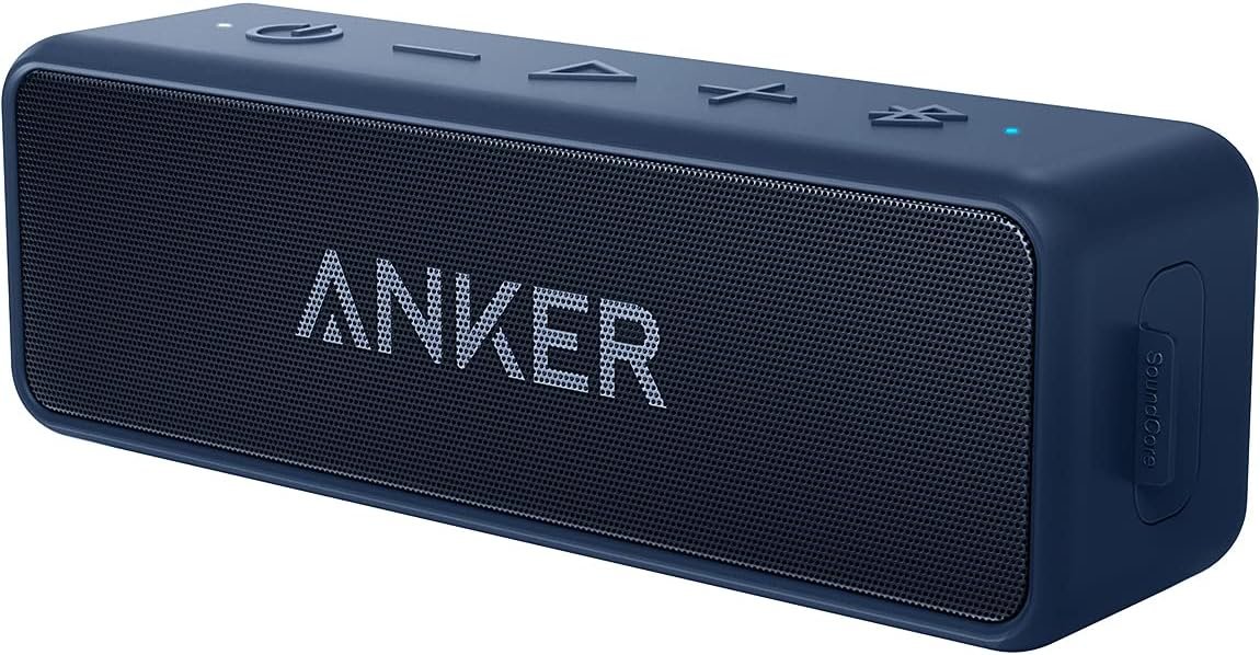 Anker Soundcore 2 Portable Bluetooth Speaker with Stereo Sound, Bluetooth 5, Bassup, IPX7 Waterproof, 24-Hour Playtime, Wireless, Speaker for Home, Outdoors, Travel- Navy Blue