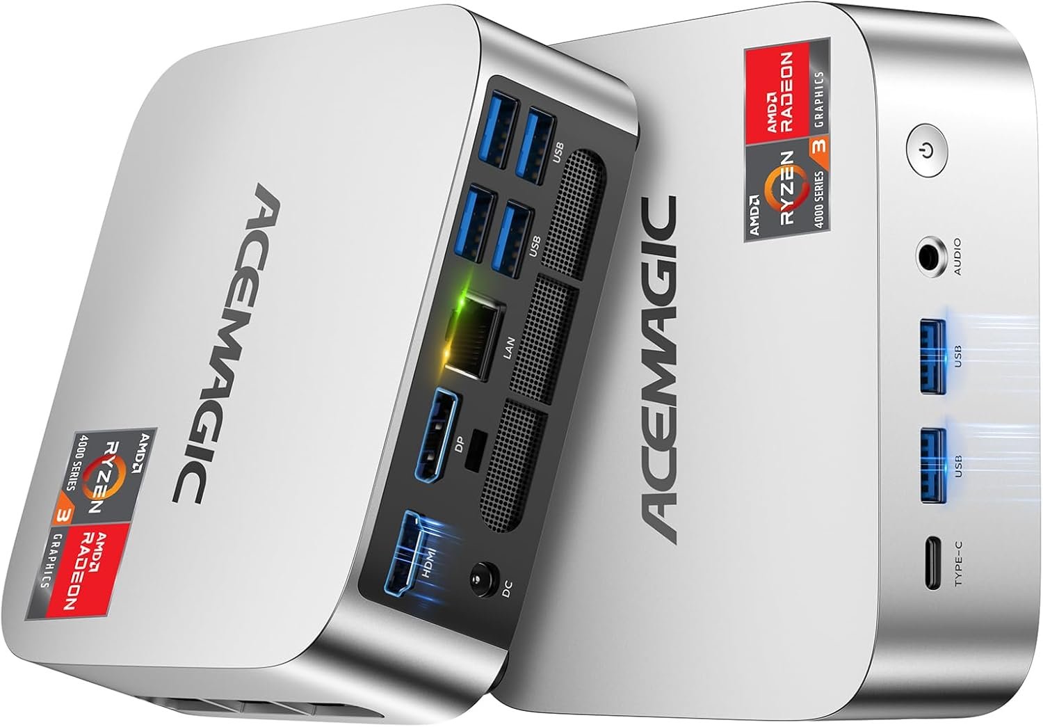 ACEMAGIC Mini PC Windows 11 Pro, AMD Ryzen R2544(Beat 4300U/3500U, up to 3.7GHz), 16GB DDR4 RAM 256 SSD Mini Computers, 28W MAX Desktop 4K Triple Display/HDMI/WiFi/BT/LAN for Home Office Business