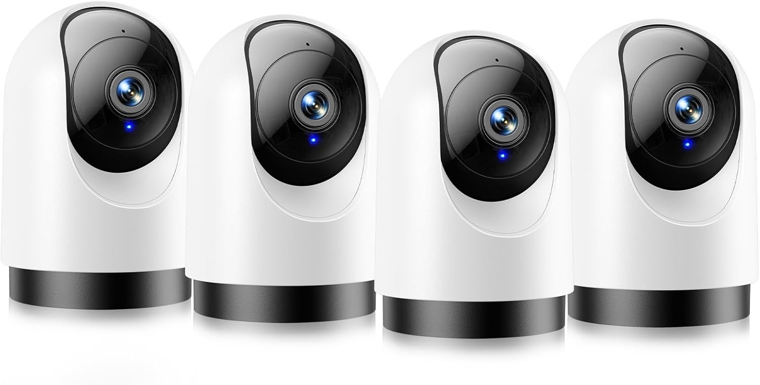 YOTON Indoor Security Camera 4pcs, 2K 360° Wi-Fi Baby Monitor & Pet Camera w/Motion Tracking, 2-Way Audio, Night Vision, SD/Cloud, Compatible with Alexa & Google Home, 2.4/5GHz