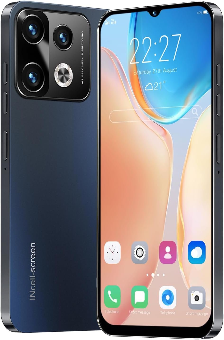 TryFirst 4G Smartphone, 6.3″ HD Display, 3GB RAM + 32GB ROM (Expandable to 256GB), Android 12, 4300mAh Battery, 13MP+16MP Cameras, Dual SIM Face ID/GPS/WiFi/OTG (Note40Pro-Black)