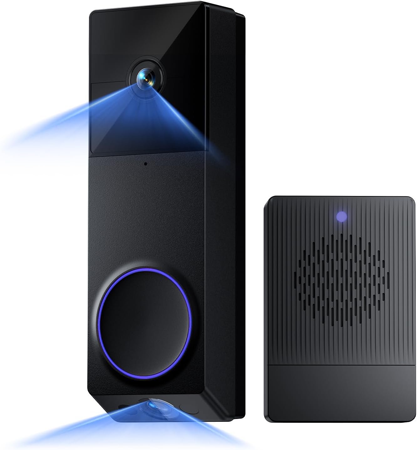 WYZE Wireless Duo Cam Video Doorbell (Chime Included), Battery Powered, 2K Full HD Video, 2 Cameras (People and Package), 2-Way Audio, Color Night Vision (Renewed)