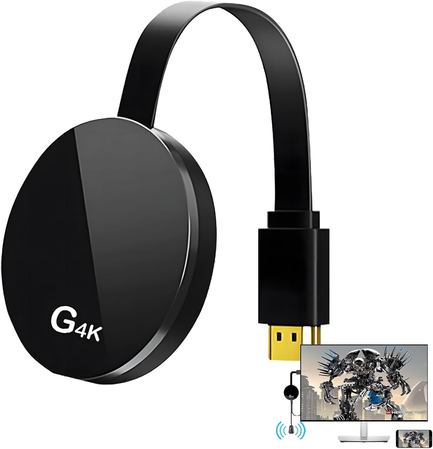 4K Screen Mirroring Adapter, Wireless HDMI Display Adapter | Compatible with AirPlay, Miracast and DLNA. Mirror content from phones, tablets and laptops to displays.