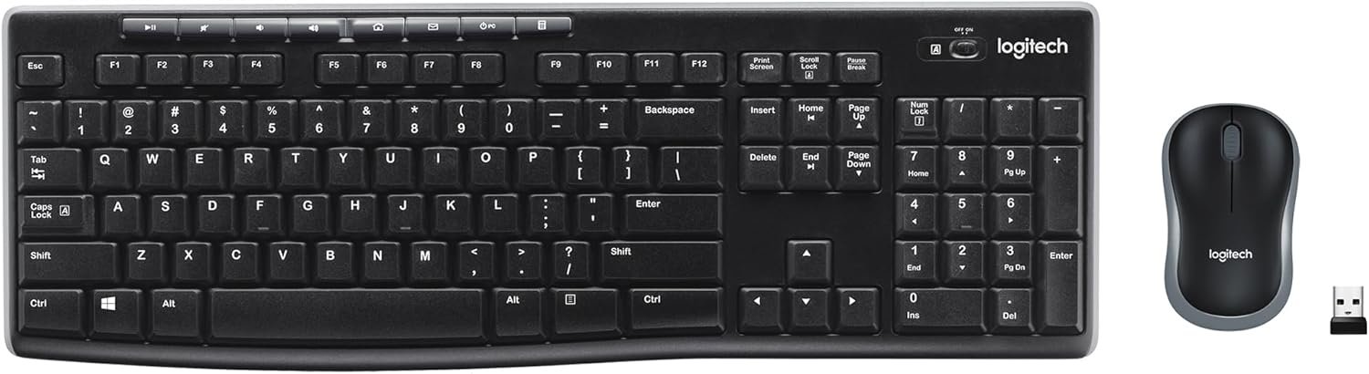 Logitech MK270 Wireless Keyboard and Mouse Combo for Windows, 2.4 GHz Wireless, Compact Mouse, 8 Multimedia and Shortcut Keys, 2-Year Battery Life, for PC, Laptop – Black