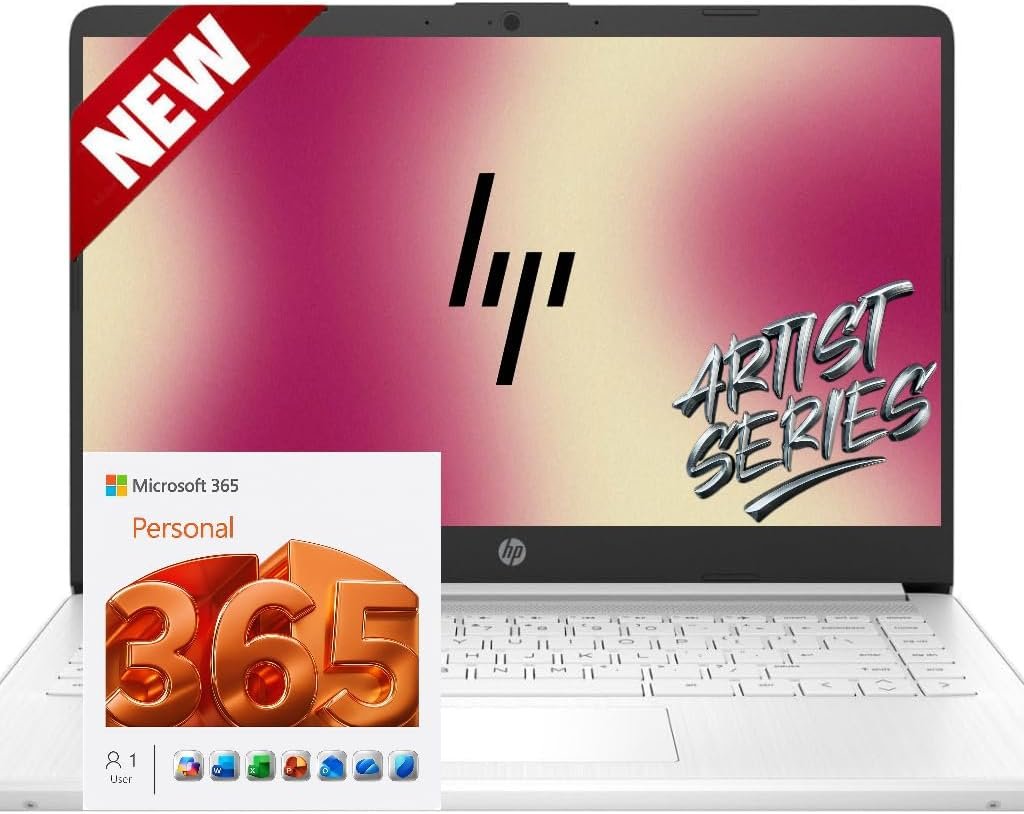HP Ultrabook Laptop with Copilot AI • 2026 Edition • Microsoft 365 Included • Latest Intel CPU • 64GB SSD • Windows 11 • Thin & Portable • w/o Mouse • 8GB RAM • 14″ HD Display • Essential Laptop