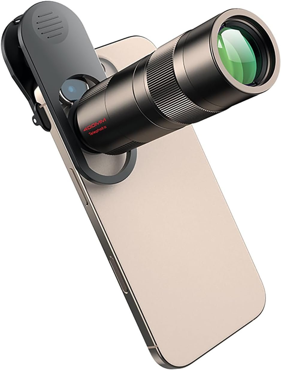 400mm Telephoto Lens for iPhone & Android – HD Phone Telescope with FMC 7-Layer Optical Coating, Universal Clip, Eyepiece & Carrying Case for Wildlife, Sports & Travel