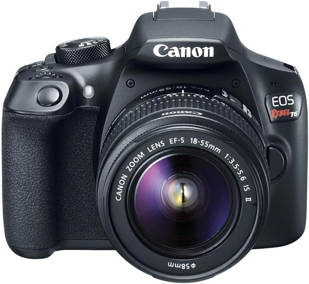 Canon EOS Rebel T6 Digital SLR Camera Kit with EF-S 18-55mm f/3.5-5.6 is II Lens, Built-in WiFi and NFC – Black (Renewed)