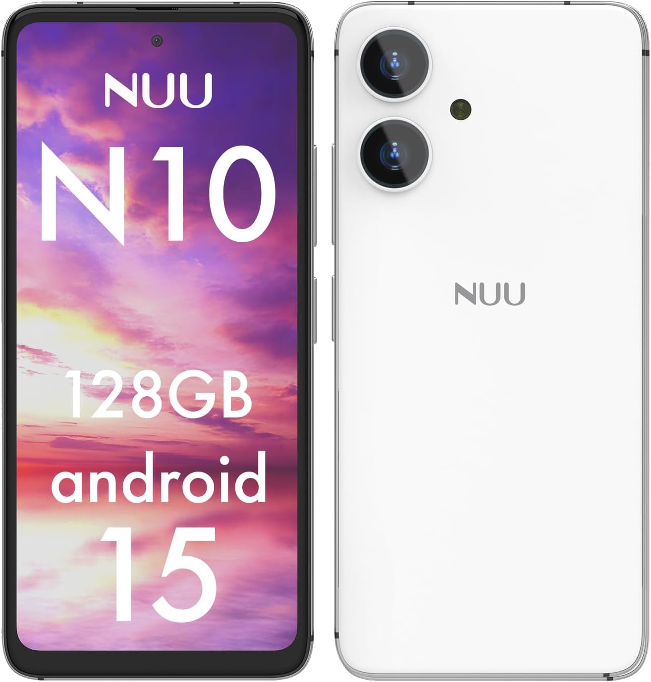 NUU N10 Basic Cell Phone for T-Mobile, Mint, Metro, Qlink, Tello and More 4GB/128GB, Perfect for Teenagers, Dual SIM 4G, Octa-Core 6.6″ 90Hz HD+, Unlocked Phones Android Phone 15, US Warranty (White)