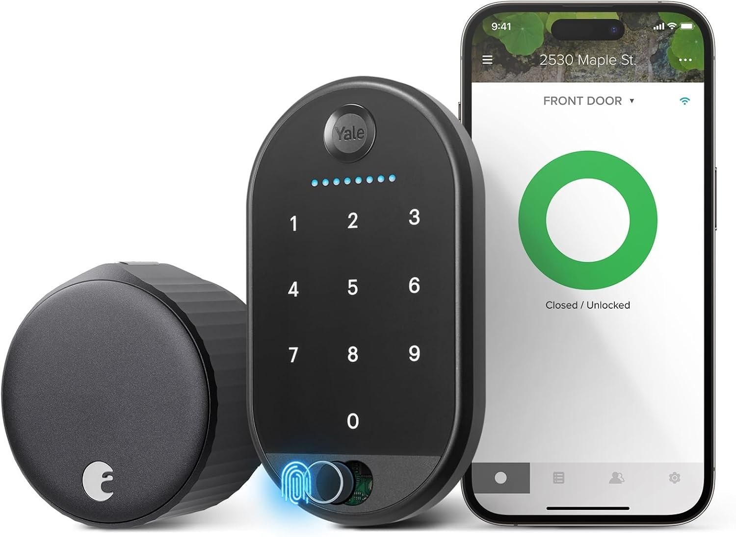 Yale August Wi-Fi Smart Lock with Keypad Touch in Black | Keyless Entry, Touch Digital Keypad, Fingerprint Scanner, AUG-SL05-K03-G01