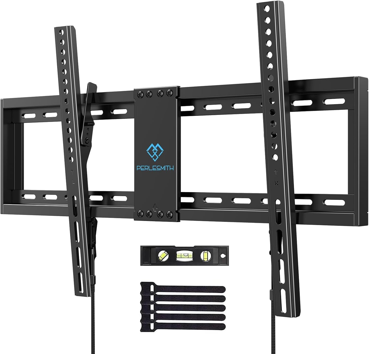 PERLESMITH UL Listed TV Mount for Most 37-85 inch TV, Universal Tilt TV Wall Mount Fits 16”- 24” Wood Stud with Loading 132 lbs & Max VESA 600x400mm, Low Profile Flat Wall Mount Bracket PSLTK1