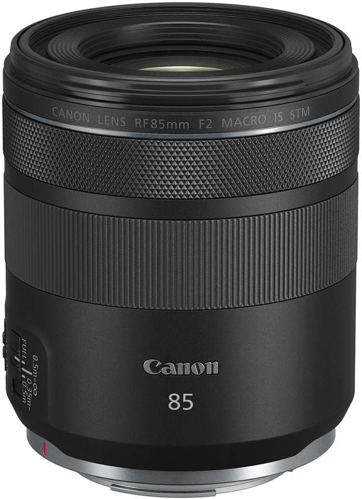Canon RF 85mm F2 Macro is STM, Compact Medium-Telephoto Lens, Black, Compatible with EOS R Series Mirrorless Cameras